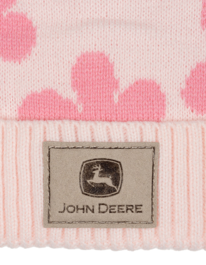 John Deere Toddler Girls' Logo Beanie Hat Pig Pink Floral