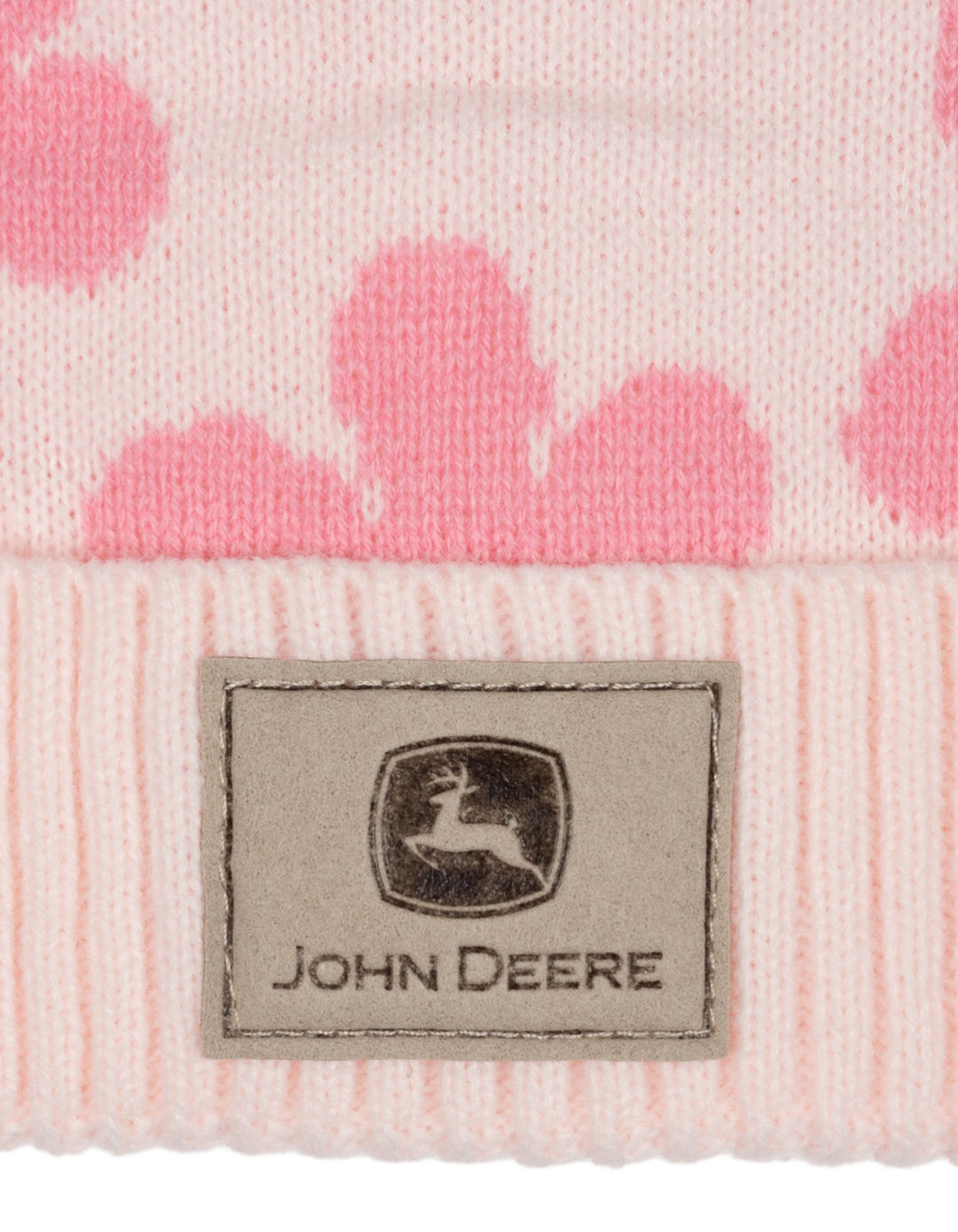 John Deere Toddler Girls' Pom Pom Beanie Hat with Sound Chip Pink Floral Pig