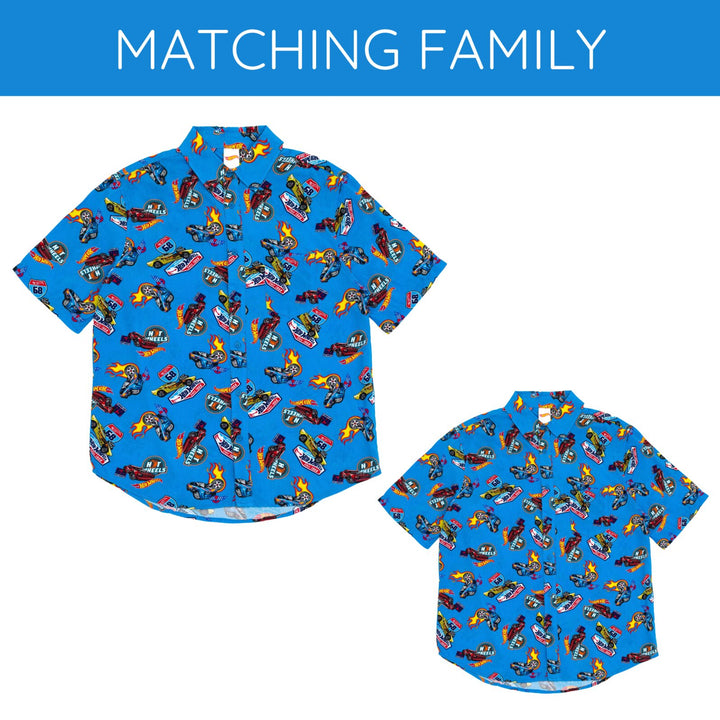 Hot Wheels Men's Racing Button-Down Shirt Flame Blue