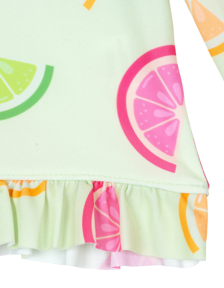 Dreamwave Girls' 2-Piece Swimwear Rash Guard and Bikini Set Mint Green Fruit