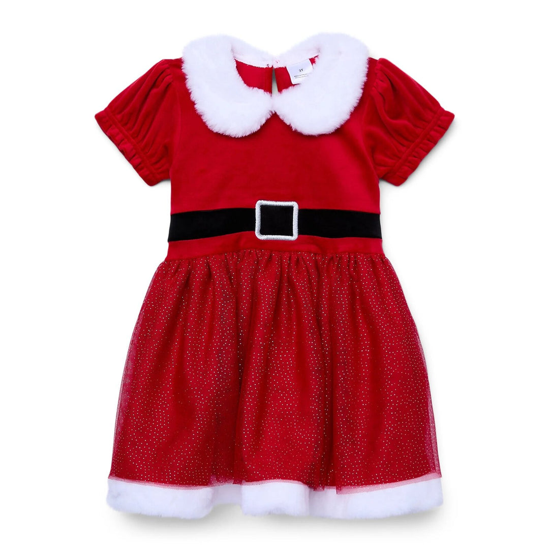 imagikids Girls' Holiday Short Sleeve Tulle Dress Red and White