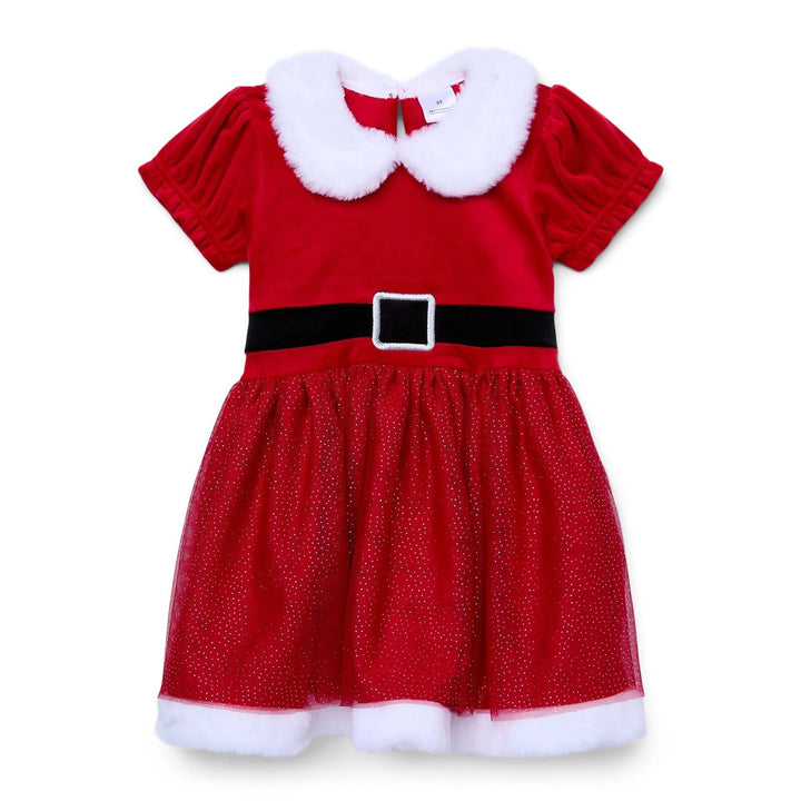imagikids Girls' Holiday Short Sleeve Tulle Dress Red and White