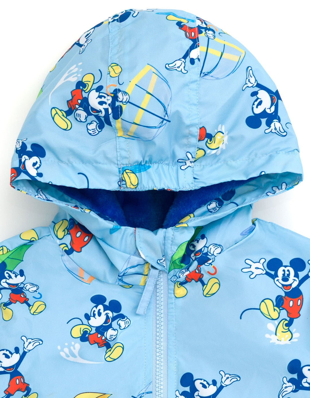 Disney Mickey Mouse Boys' Fleece Hooded Rain Jacket Light Blue