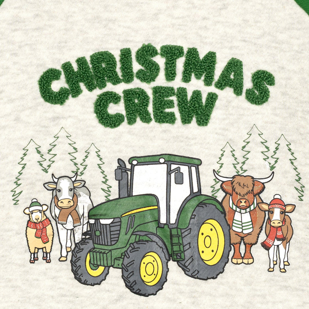 John Deere Boys' Holiday Fleece Pullover Oatmeal Heather Green