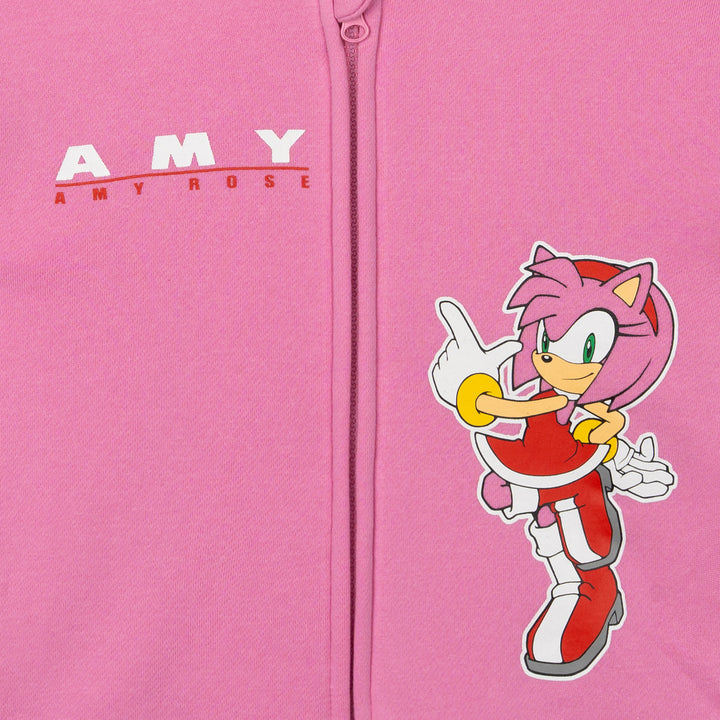 SEGA Sonic the Hedgehog Amy Rose Girls' Cosplay Fleece Zip-Up Hoodie Pink