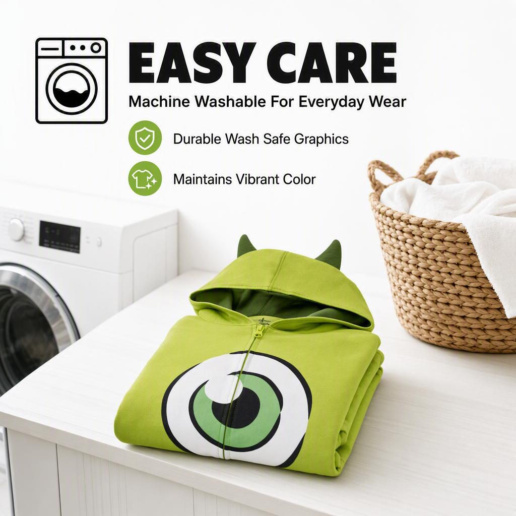 Monsters Inc. Mike Wazowski Cosplay Hooded One Piece Lime Green