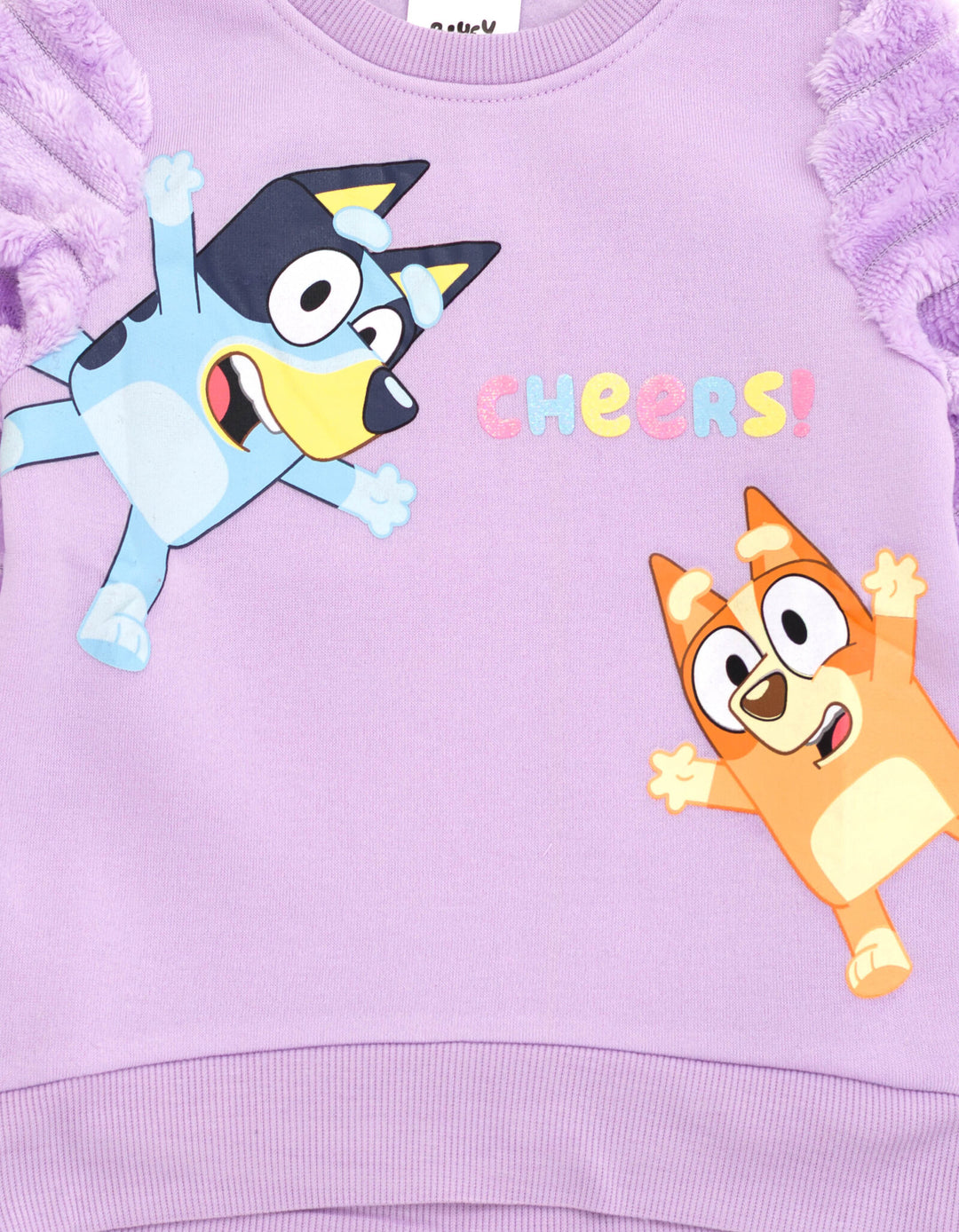 Bluey Girls' Faux Fur Pullover Sweatshirt Lavender