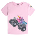 Monster Jam Sparkle Smash Girls' 3D Novelty Short Sleeve T-Shirt Rose