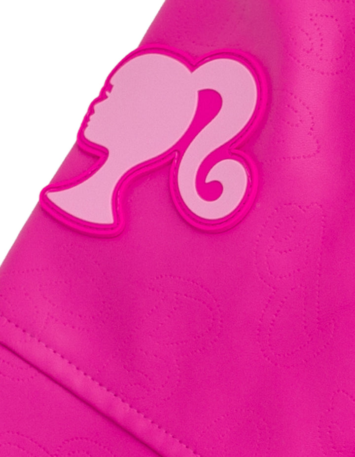 Barbie Girls' Iridescent Zip-Up Leather Jacket Pink