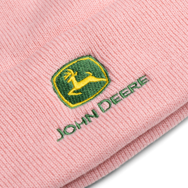 John Deere Women's Knit Beanie Hat Rose Pink