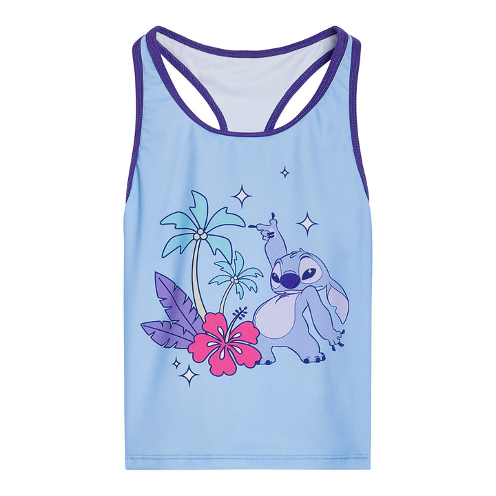 Lilo & Stitch Girls' Swimwear 2-Piece Tankini and Swim Shorts Set Angel Sky Blue