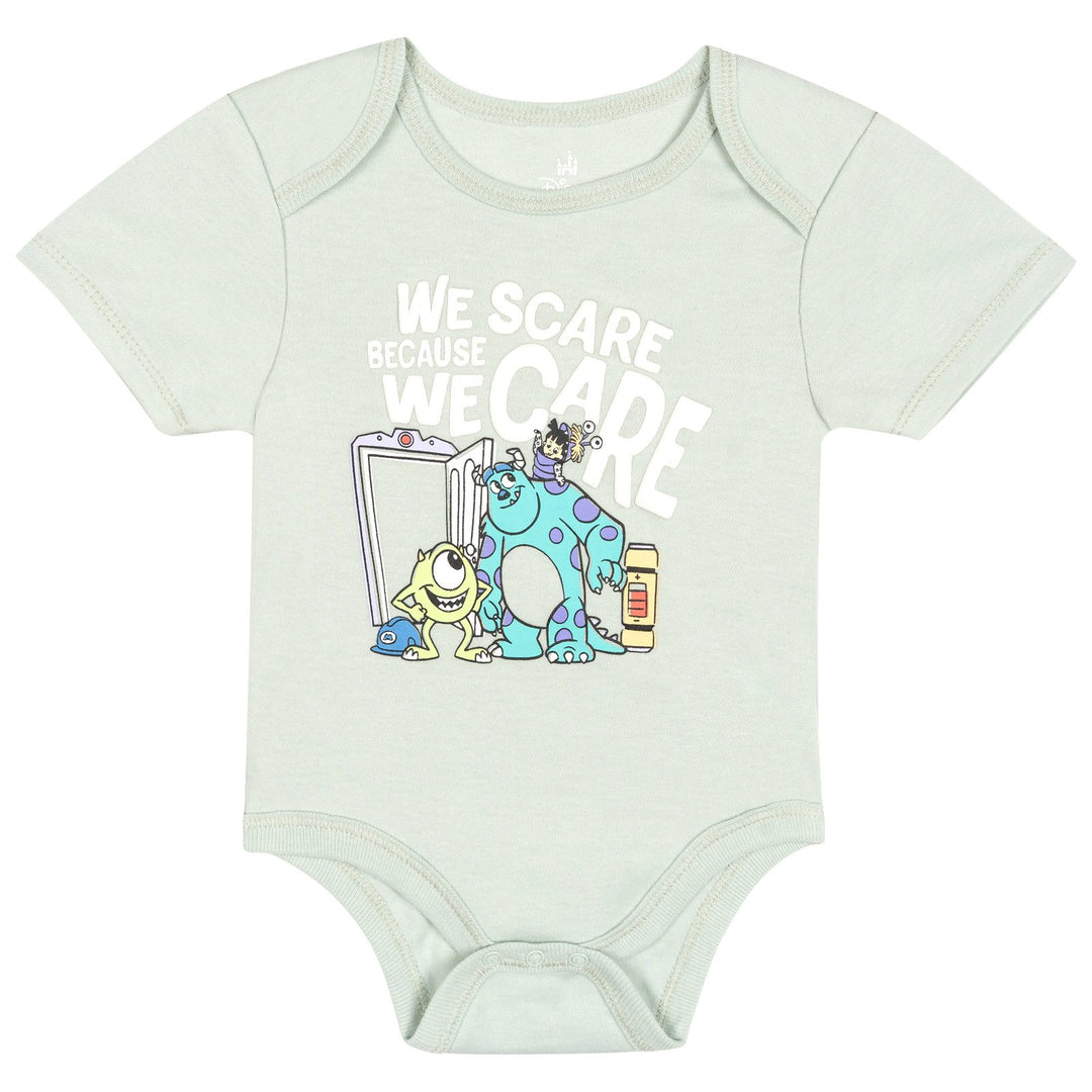 Monsters Inc. Baby 3-Pack Short Sleeve Bodysuits Mint Blue Inc