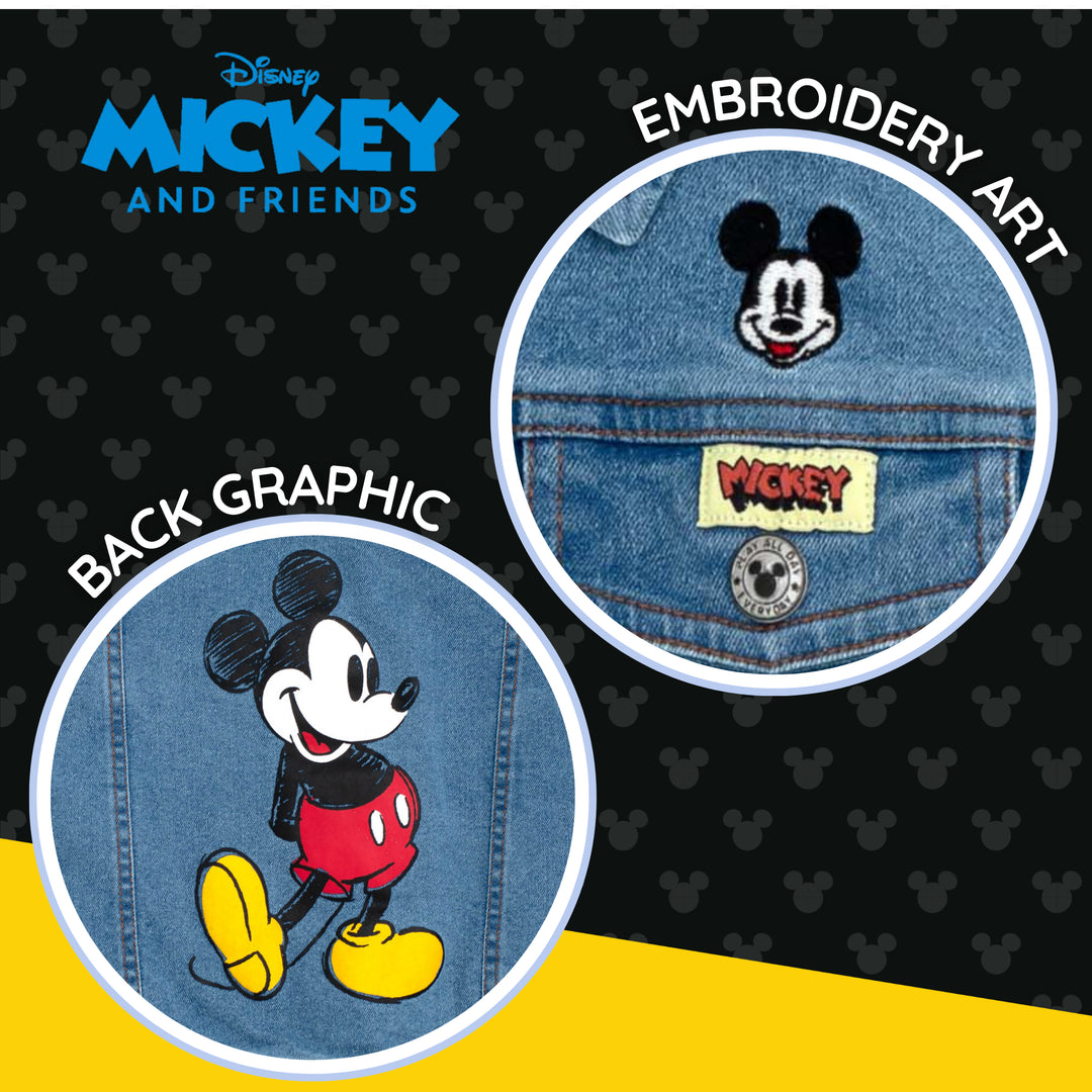 Disney Mickey Mouse Boys' Denim Jacket Overalls and Pants Blue