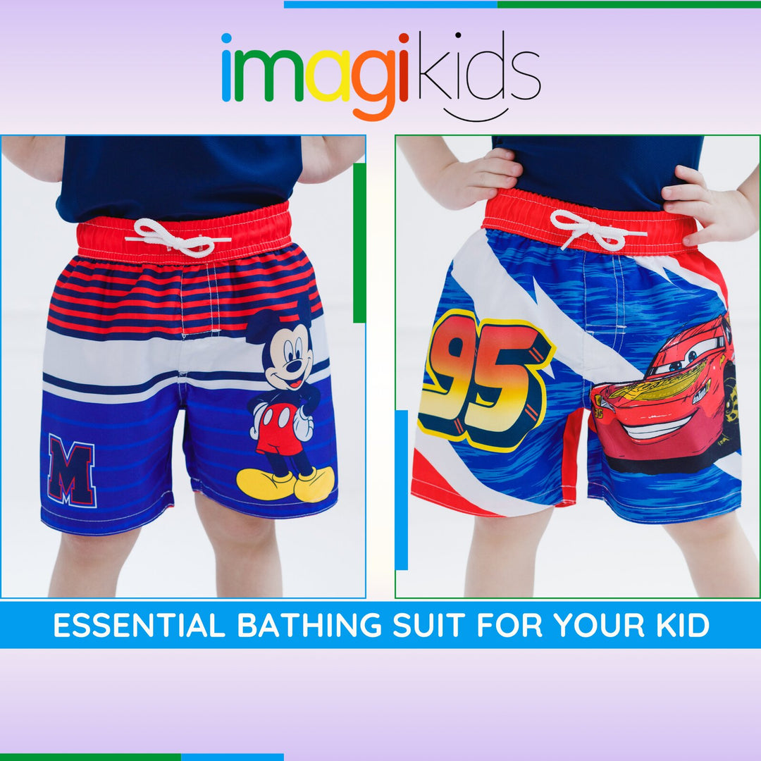 Disney Mickey Mouse Boys' Swimwear Swim Trunks Red Navy Blue