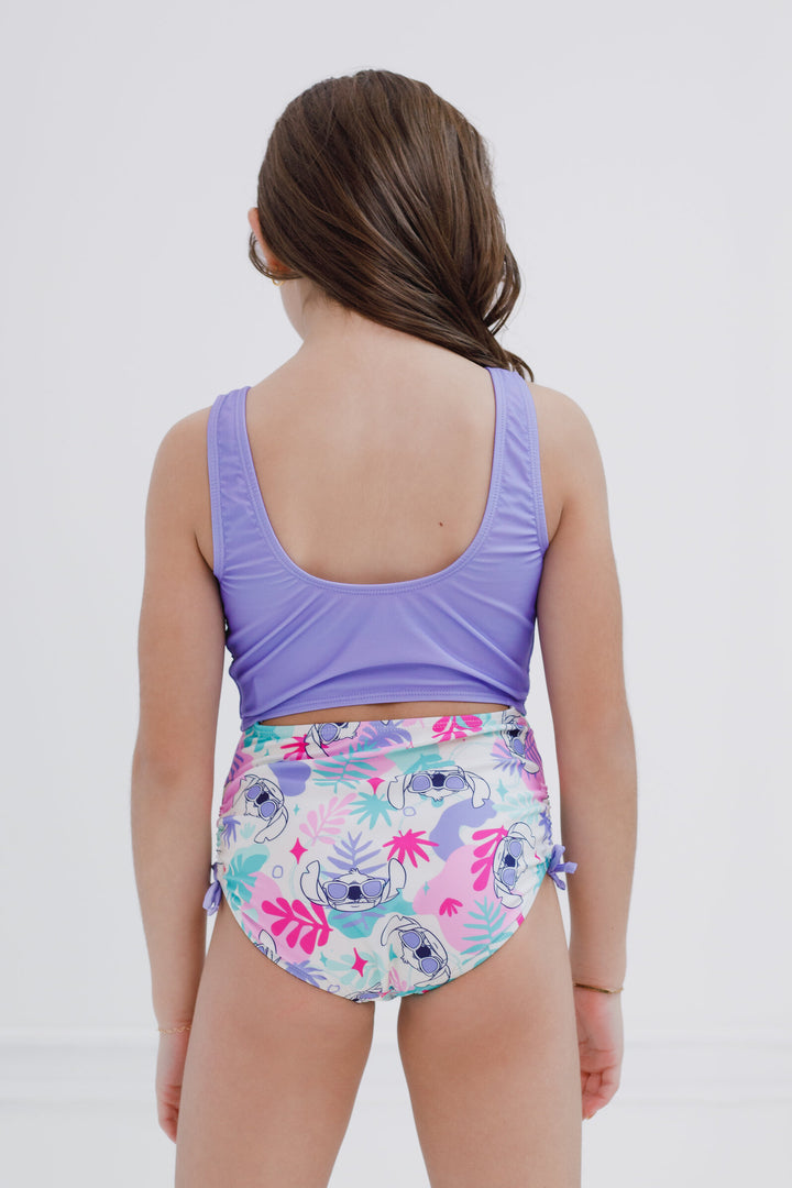 Lilo & Stitch Girls' One-Piece Swimsuit Purple Cream