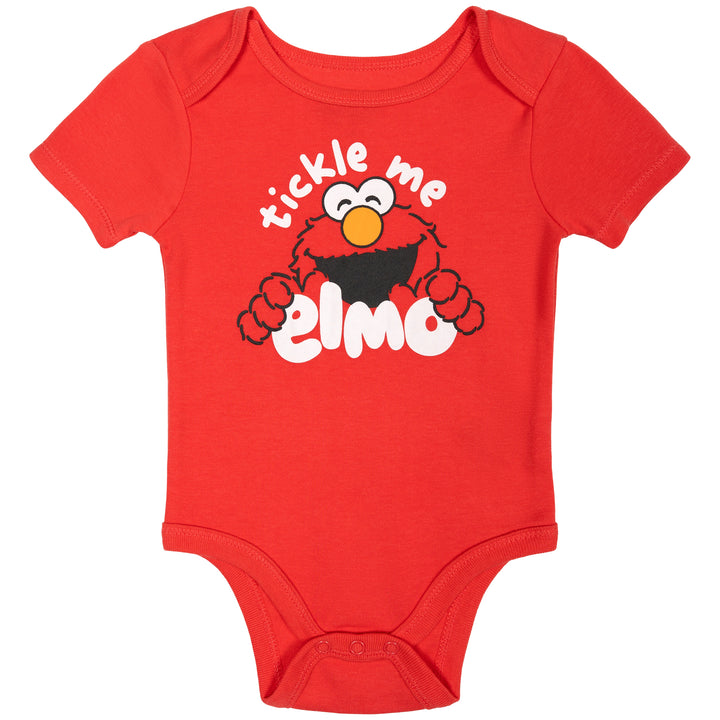 Sesame Street Elmo Baby 3-Piece Bodysuit Pants and Hat Set Red Grey