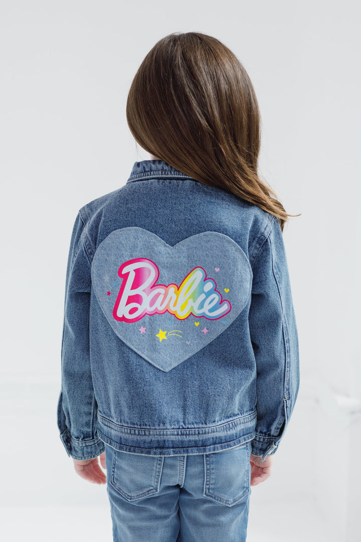 Barbie Girls' Denim Jacket Medium Wash Blue