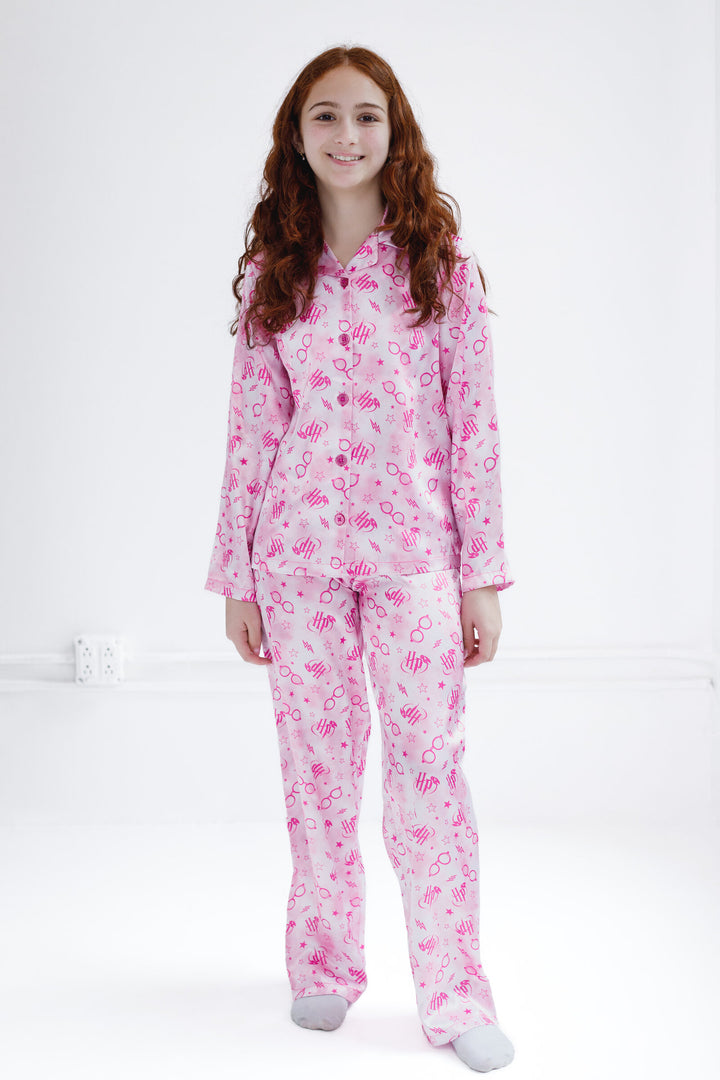 Harry Potter Girls' Pajama Shirt and Pants Set Mottled Pink