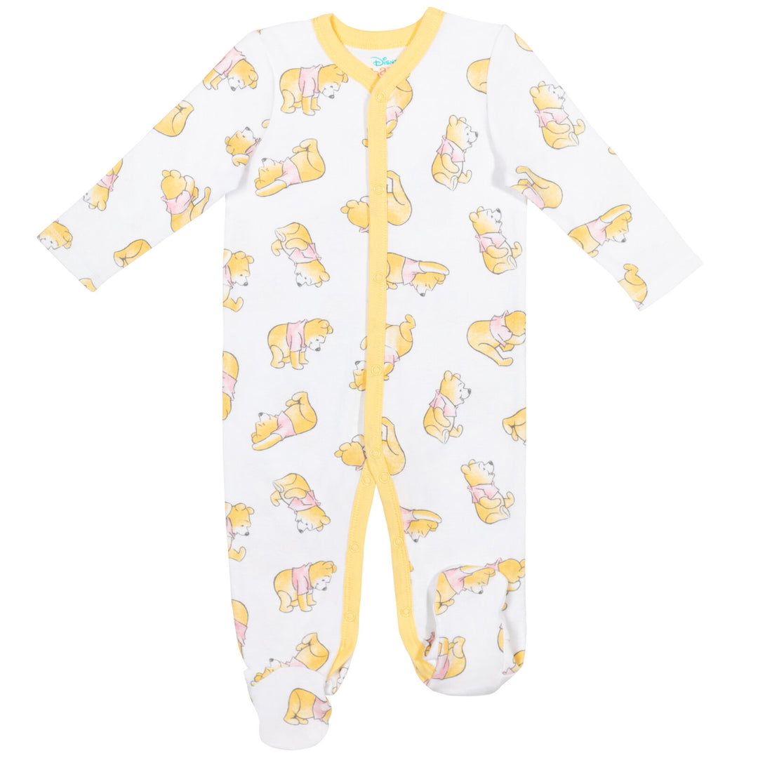 Disney Winnie the Pooh 2-Pack Footed One-Piece Sleep N' Play White Grey