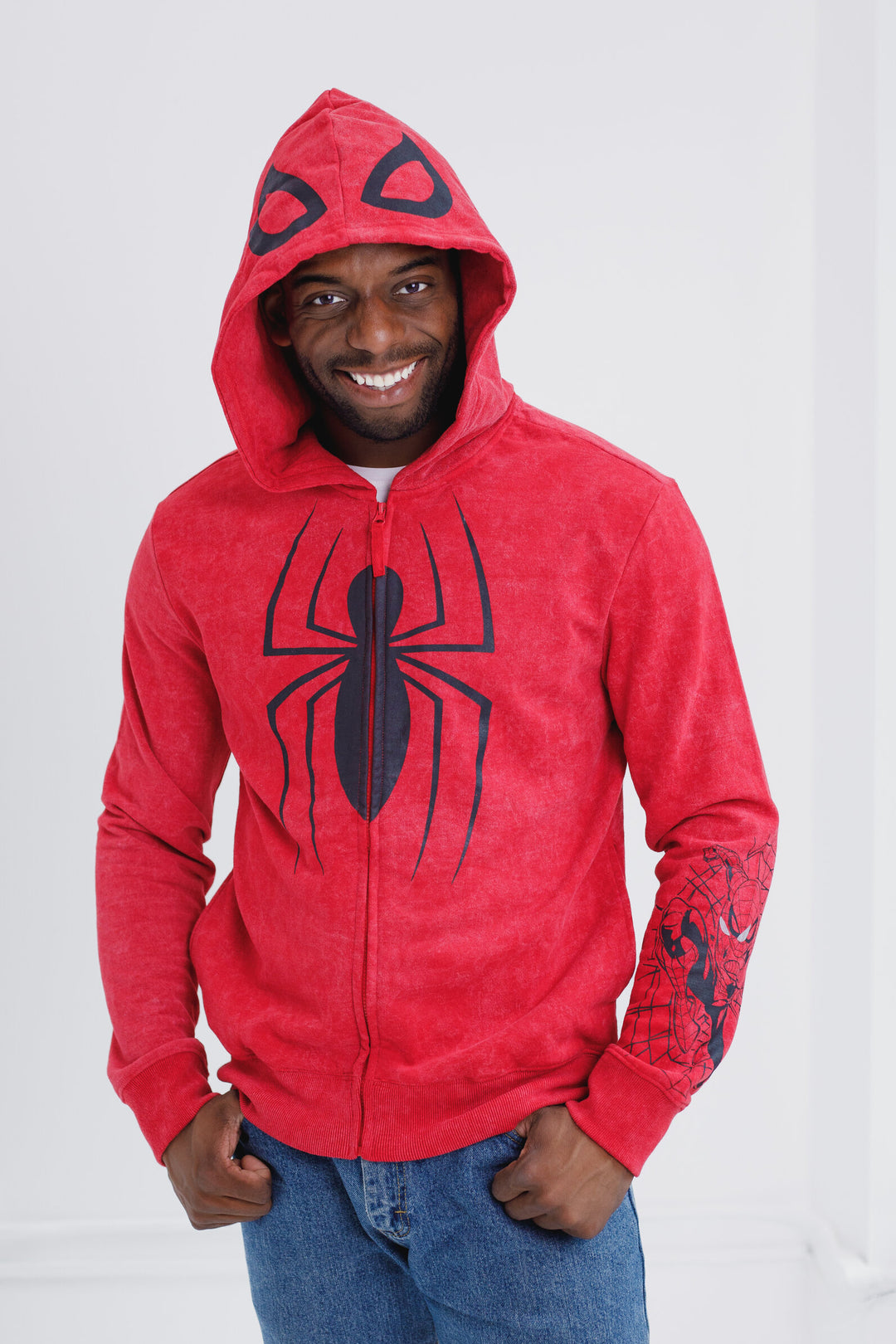 Marvel Spider-Man Cosplay Fleece Zip-Up Hoodie Spiderman Acid Red
