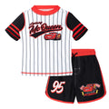 Cars Lightning McQueen Boys' 2-Piece Rash Guard and Swim Trunks Set White Black
