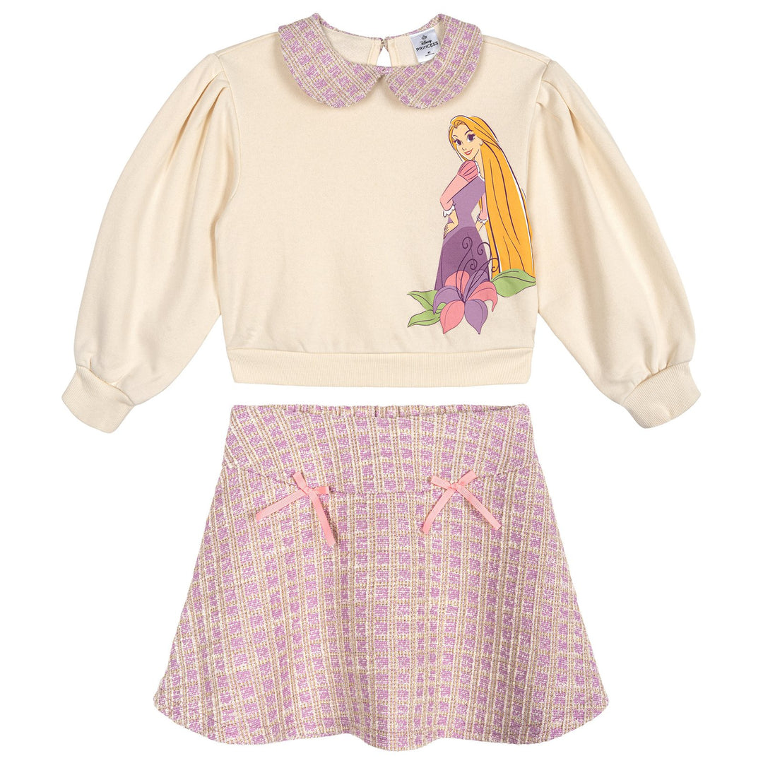 Disney Tangled Rapunzel Fleece Sweatshirt and Plaid Pleated Skirt Set Lilac