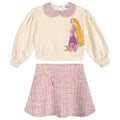 Disney Tangled Rapunzel Fleece Sweatshirt and Plaid Pleated Skirt Set Lilac
