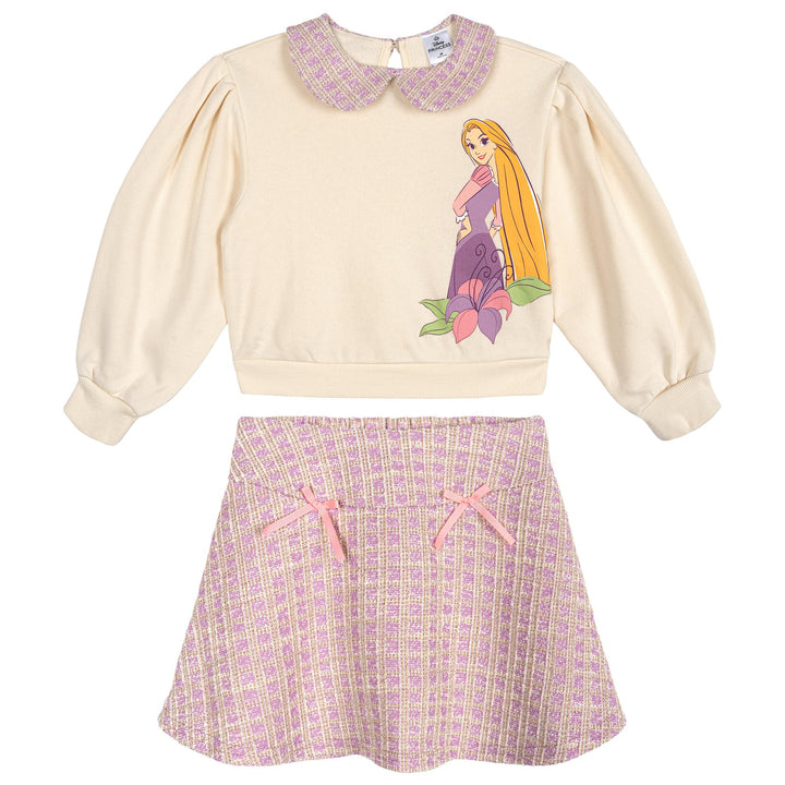 Disney Tangled Rapunzel Fleece Sweatshirt and Plaid Pleated Skirt Set Lilac