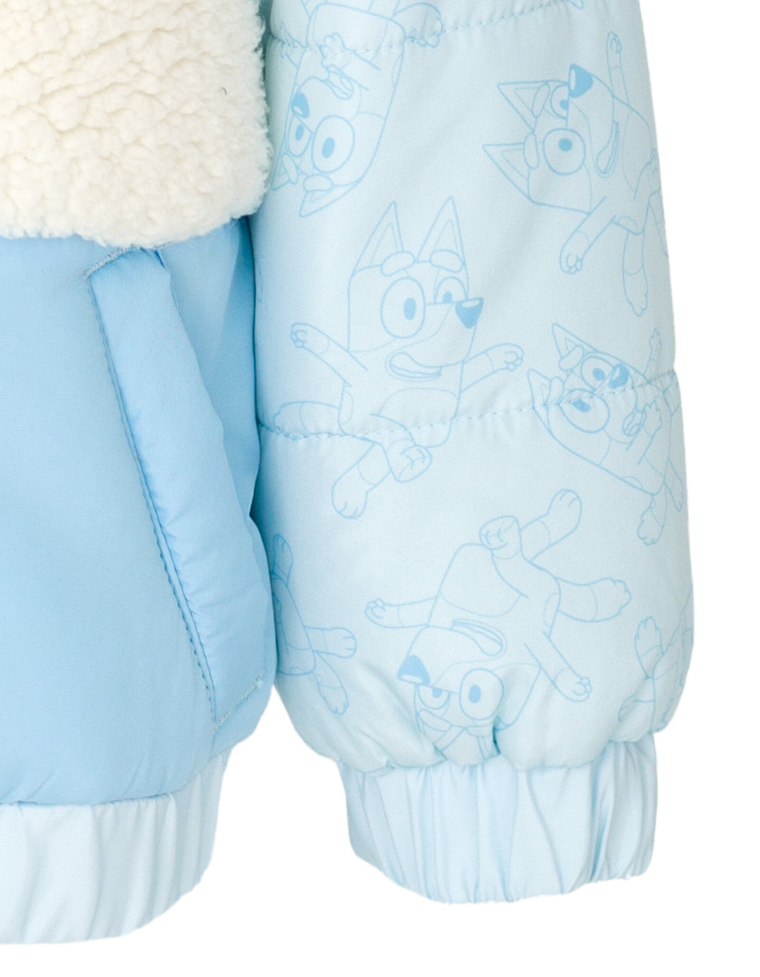Bluey Girls' Hooded Zip-Up Puffer Jacket Bingo Ice Blue