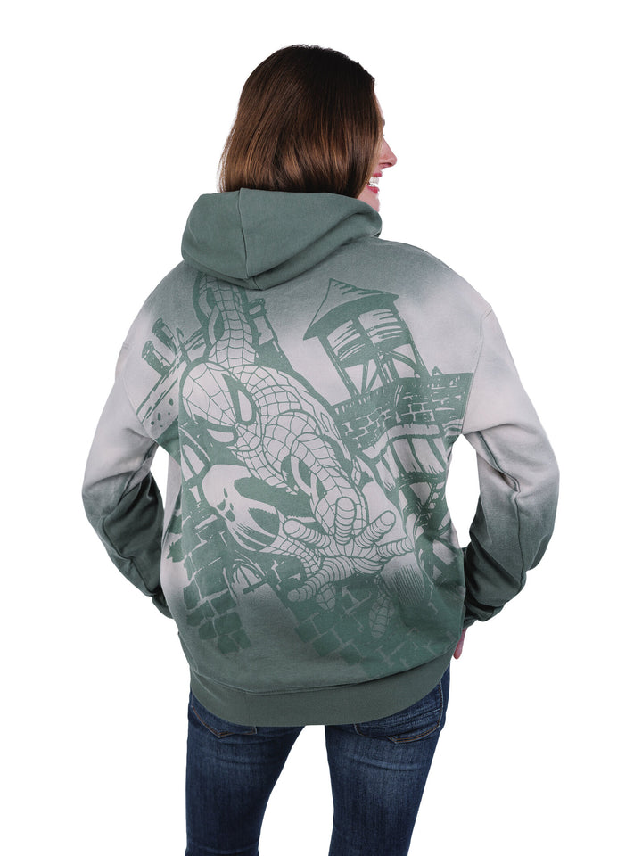 Marvel Spider-Man Women's Fleece Pullover Hoodie Olive Cream Spiderman