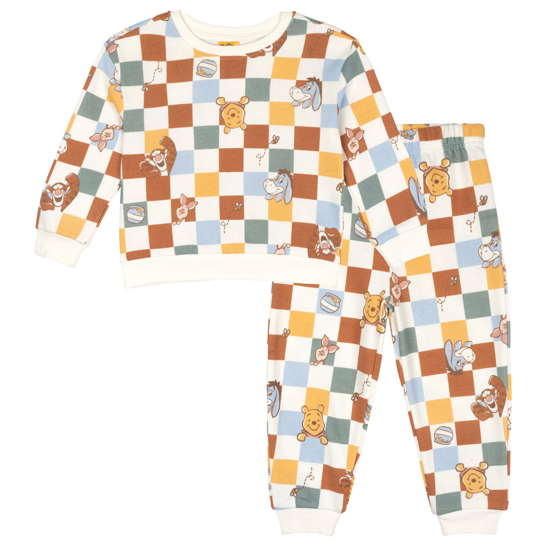 Disney Winnie the Pooh Boys' Fleece Sweatshirt and Pants Set Plaid
