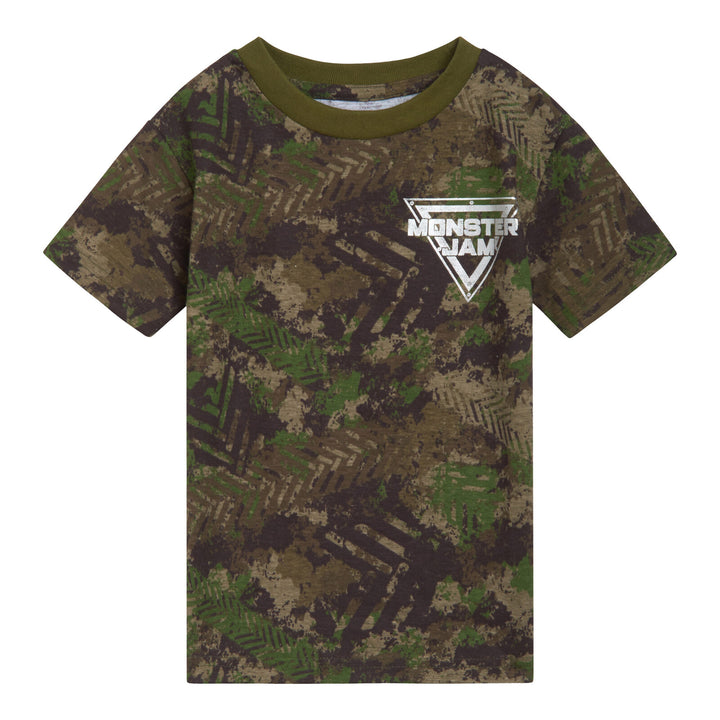 Monster Jam Boys' 3-Pack Short Sleeve T-Shirts Blue Black Olive Camo