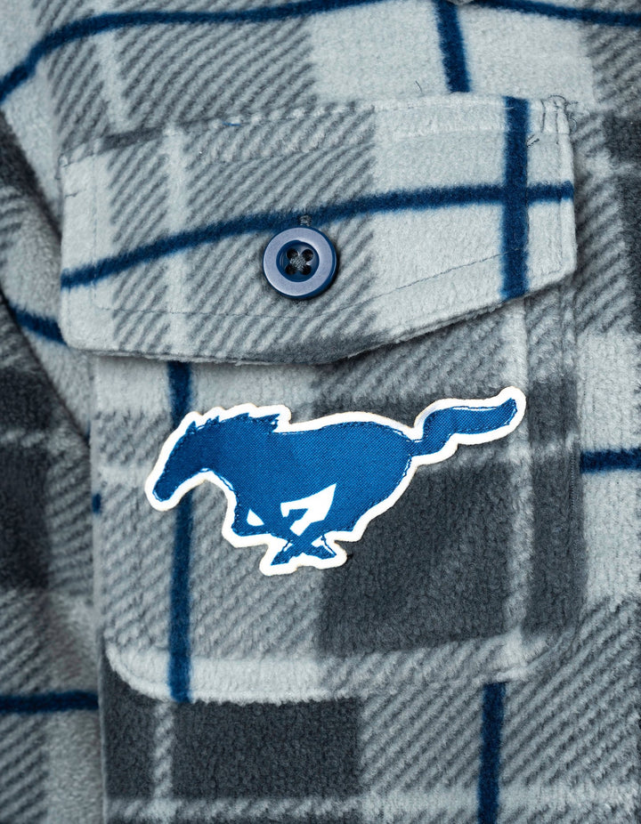 Ford Mustang Boys' Fleece Shacket Grey Blue Plaid