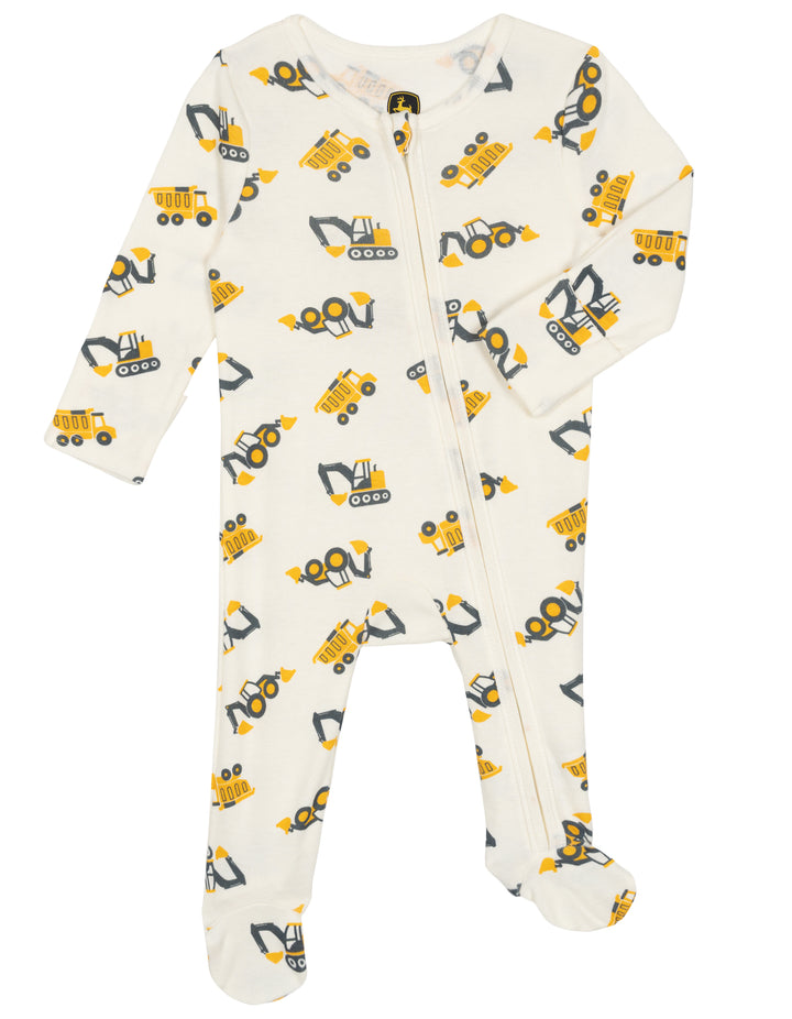 John Deere Baby Boys' Zip-Up Footed Sleep N Play Tusk Construction