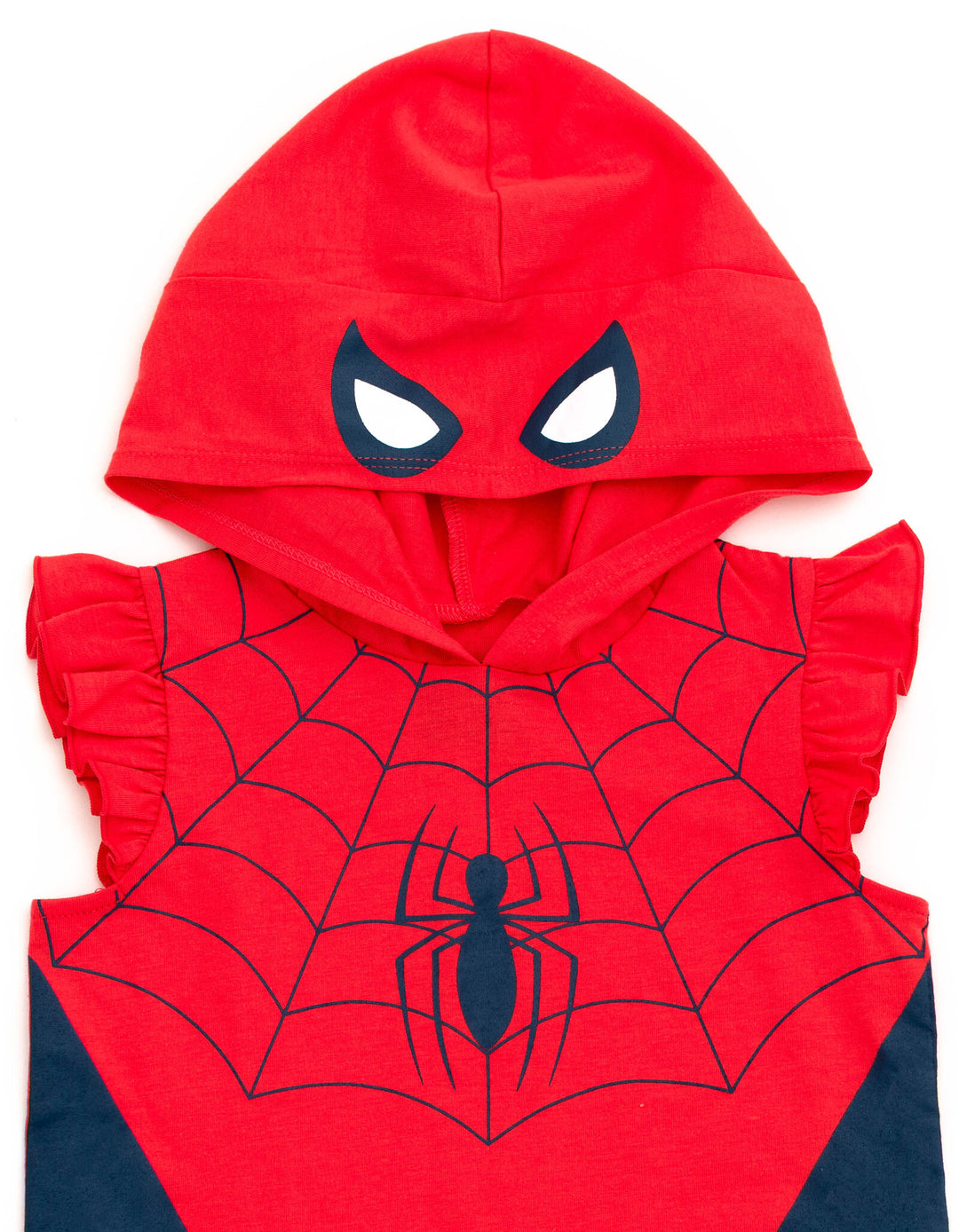 Marvel Spider-Man Cosplay 2-Piece Sleeveless Hoodie and Shorts Set Red Navy