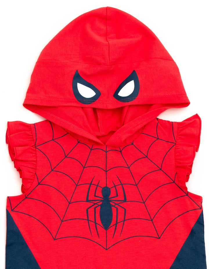 Marvel Spider-Man Cosplay 2-Piece Sleeveless Hoodie and Shorts Set Red Navy
