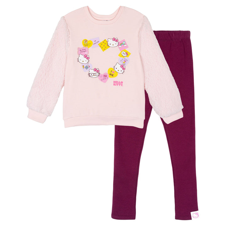 Hello Kitty Girls' Fleece Sweatshirt and Leggings Set Pink Plum