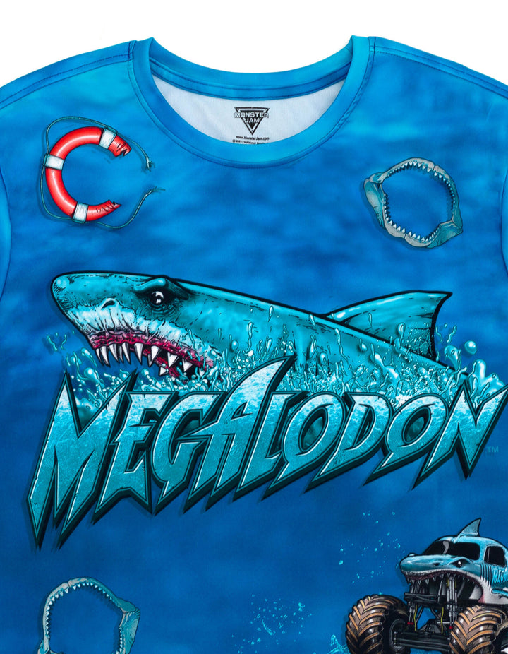 Monster Jam Megalodon Men's Athletic Short Sleeve T-Shirt Dark Blue