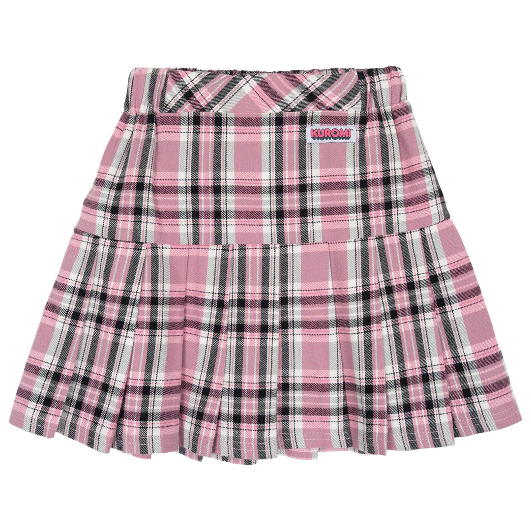 Hello Kitty Kuromi Girls' Fleece Sweatshirt and Plaid Pleated Skirt Set Charcoal