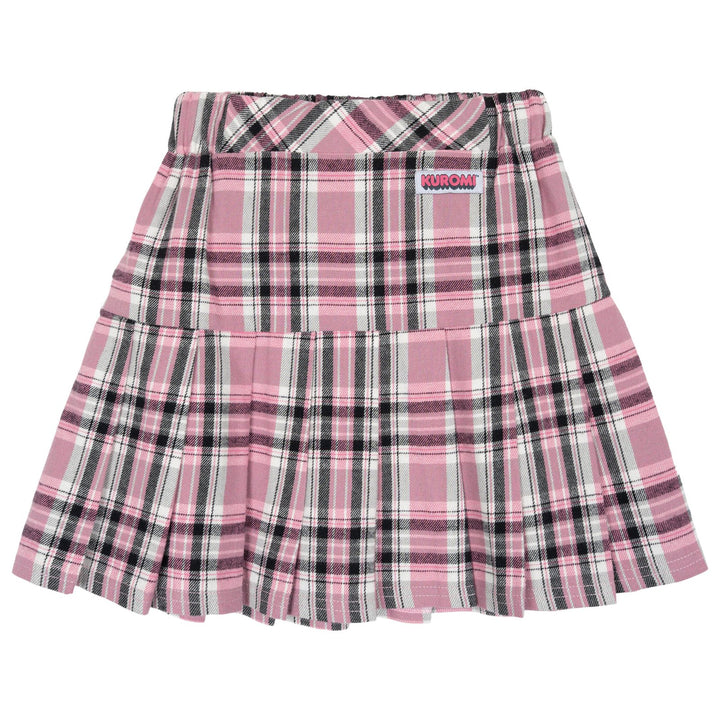 Hello Kitty Kuromi Girls' Fleece Sweatshirt and Plaid Pleated Skirt Set Charcoal