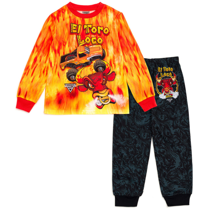 Monster Jam El Toro Loco Boys' 2-Piece Pajama Top and Pants Set Orange