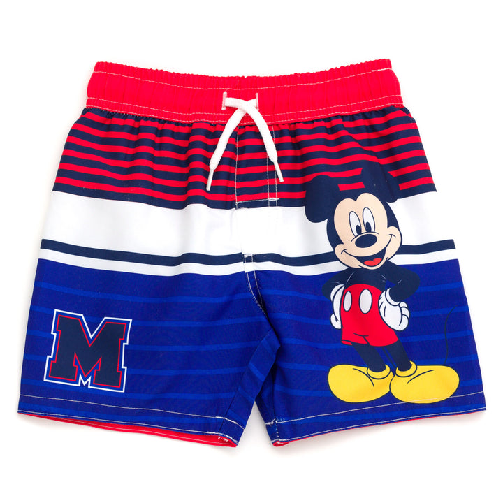 Disney Mickey Mouse Boys' Swimwear Swim Trunks Red Navy Blue
