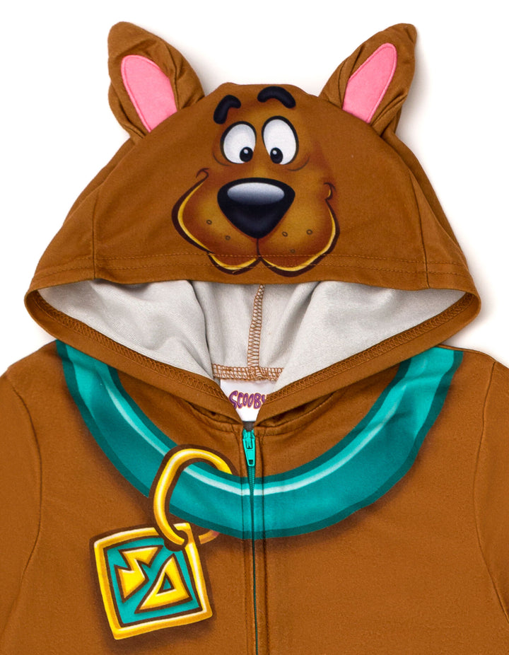 Scooby-Doo Cosplay Fleece Hooded One Piece Pajama Brown