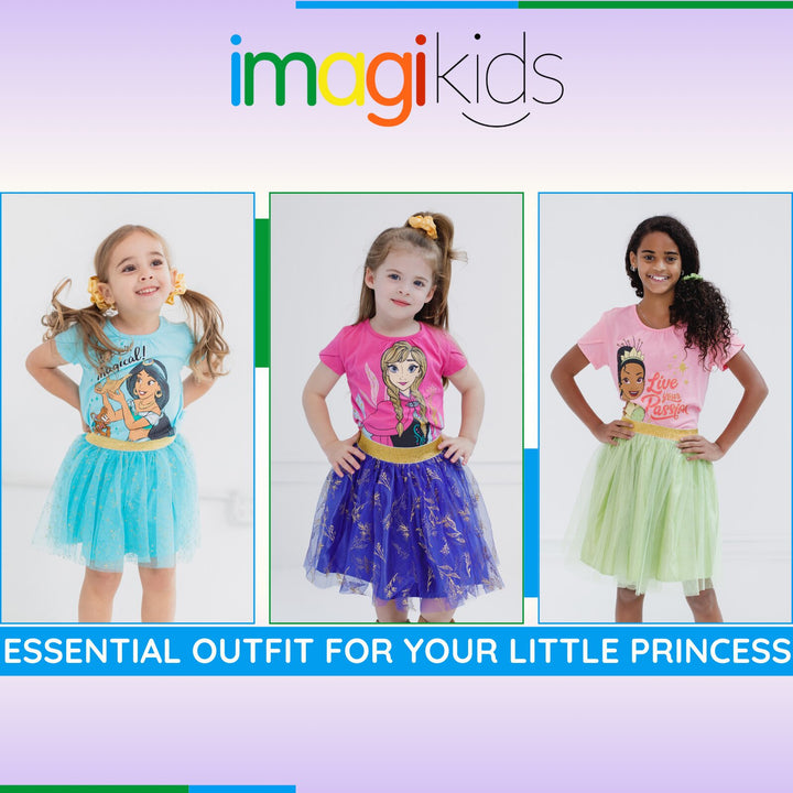Frozen Girls' T-Shirt and Tutu Skirt Set with Scrunchie Pink Anna