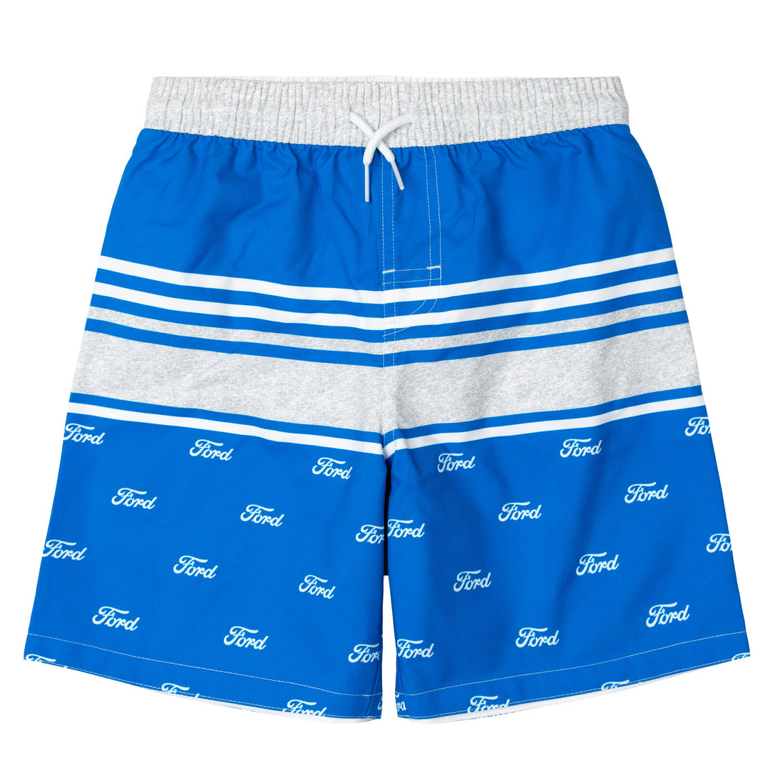 Ford Boys' Swimwear 2-Piece Rash Guard and Trunks Set Blue Grey