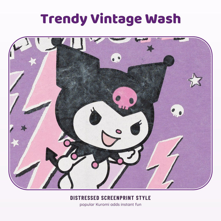 Hello Kitty Kuromi Girls' Short Sleeve T-Shirt Violet