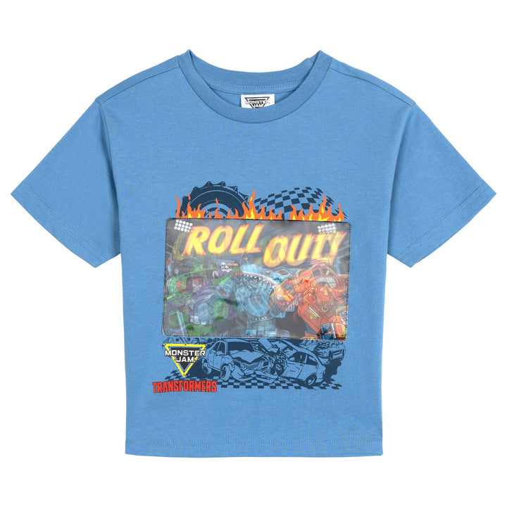 Monster Jam Transformers Boys' 3D Novelty Short Sleeve T-Shirt Slate Blue