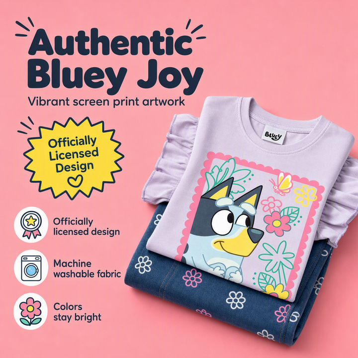 Bluey Girls' Ruffle T-Shirt and Jeggings Set Lavender Blue