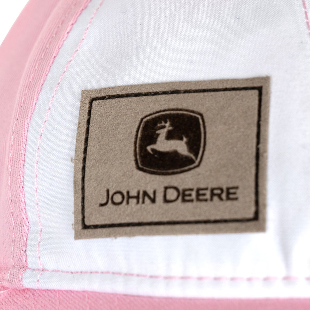 John Deere Baby Girls' Cotton Twill Baseball Cap Pink White