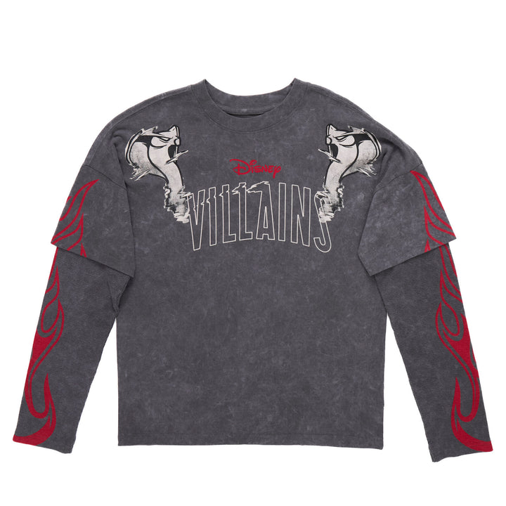 Disney Princess Women's Long Sleeve Layered T-Shirt Charcoal Hades